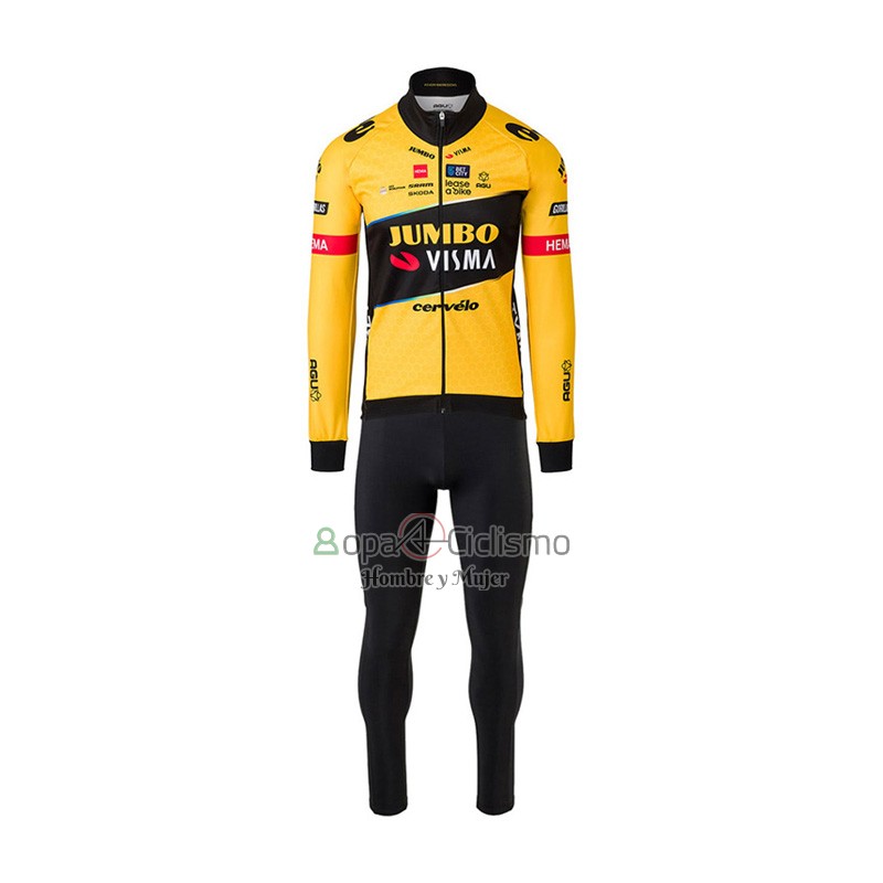 Jumbo Visma Ropa Ciclismo Culotte Largo 2023 Mangas Largas Negro AMarillo